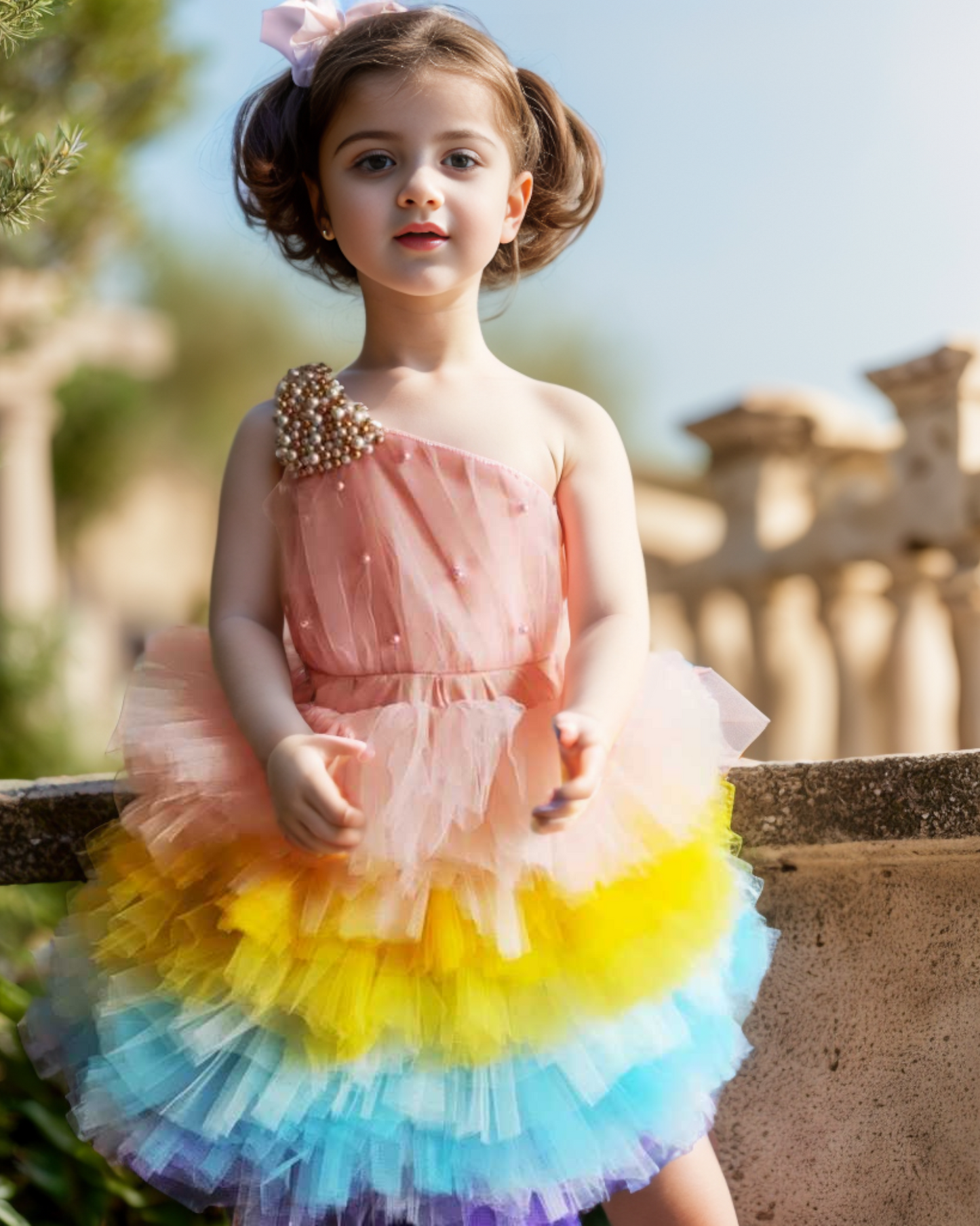 Multicolour Party Frock For kids