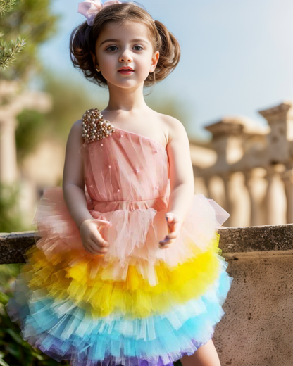 Multicolour Party Frock For kids