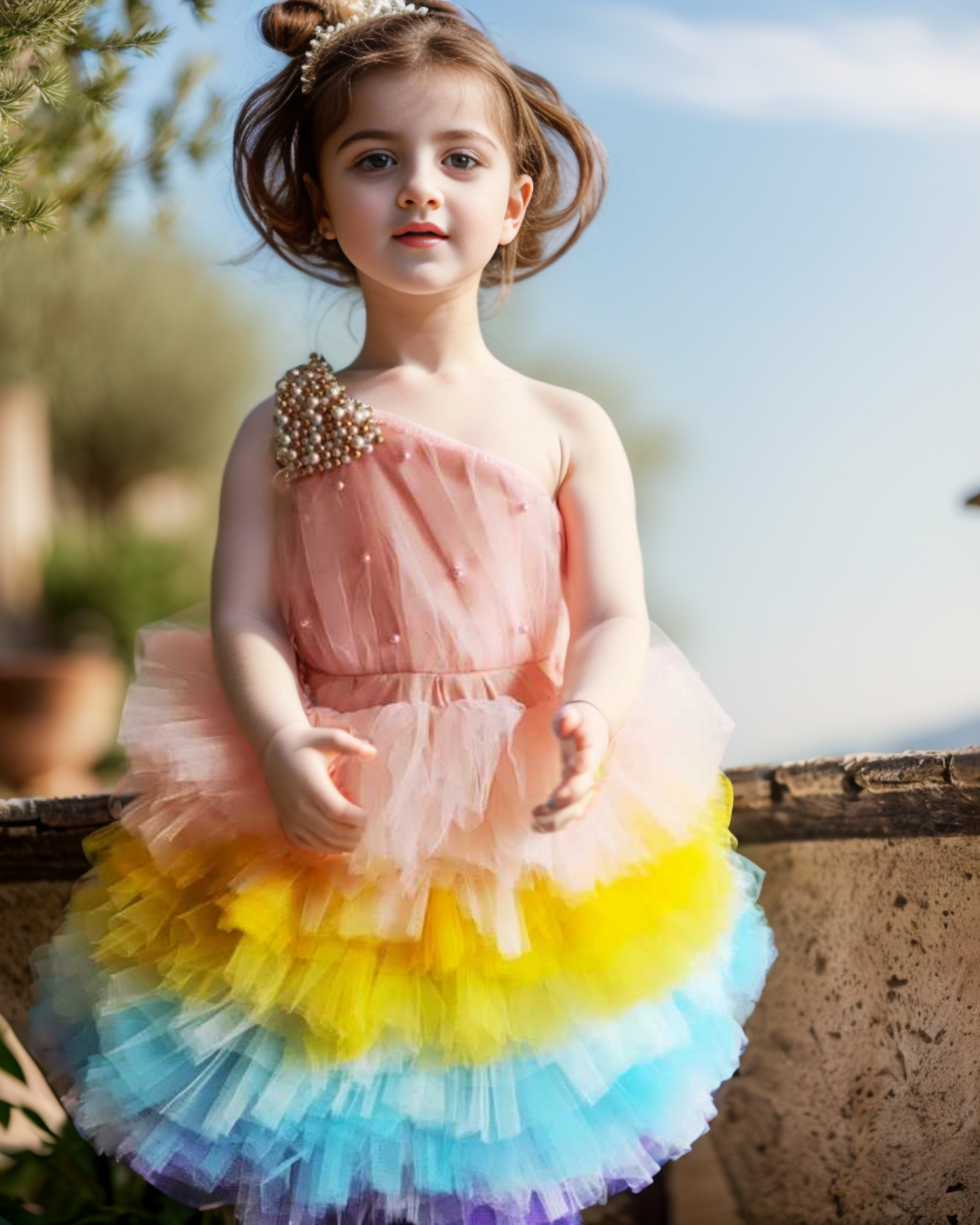 Multicolour Party Frock For kids