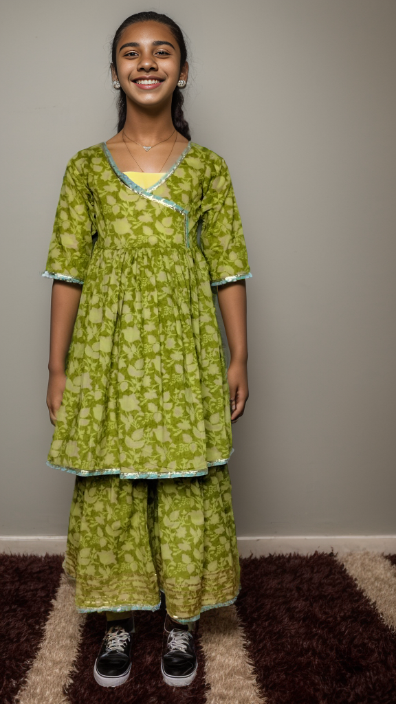 Green peplum sharara