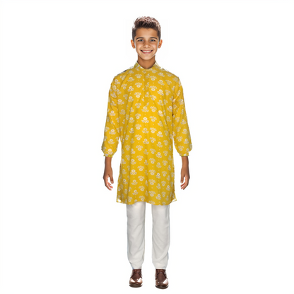 Yellow floral kurta pajama