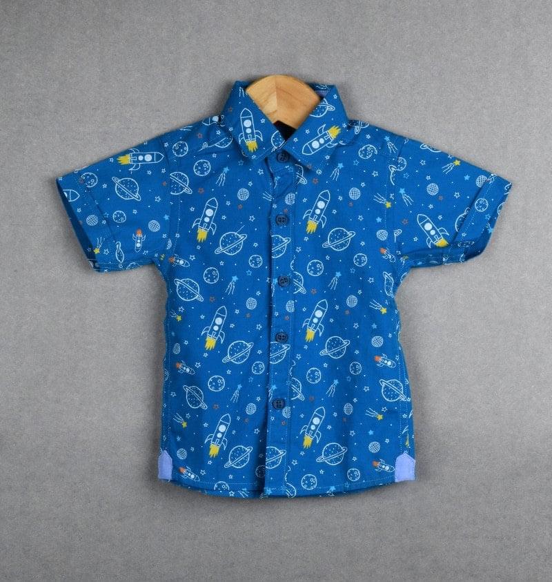 Baby boy blue Astro print half sleeve shirt