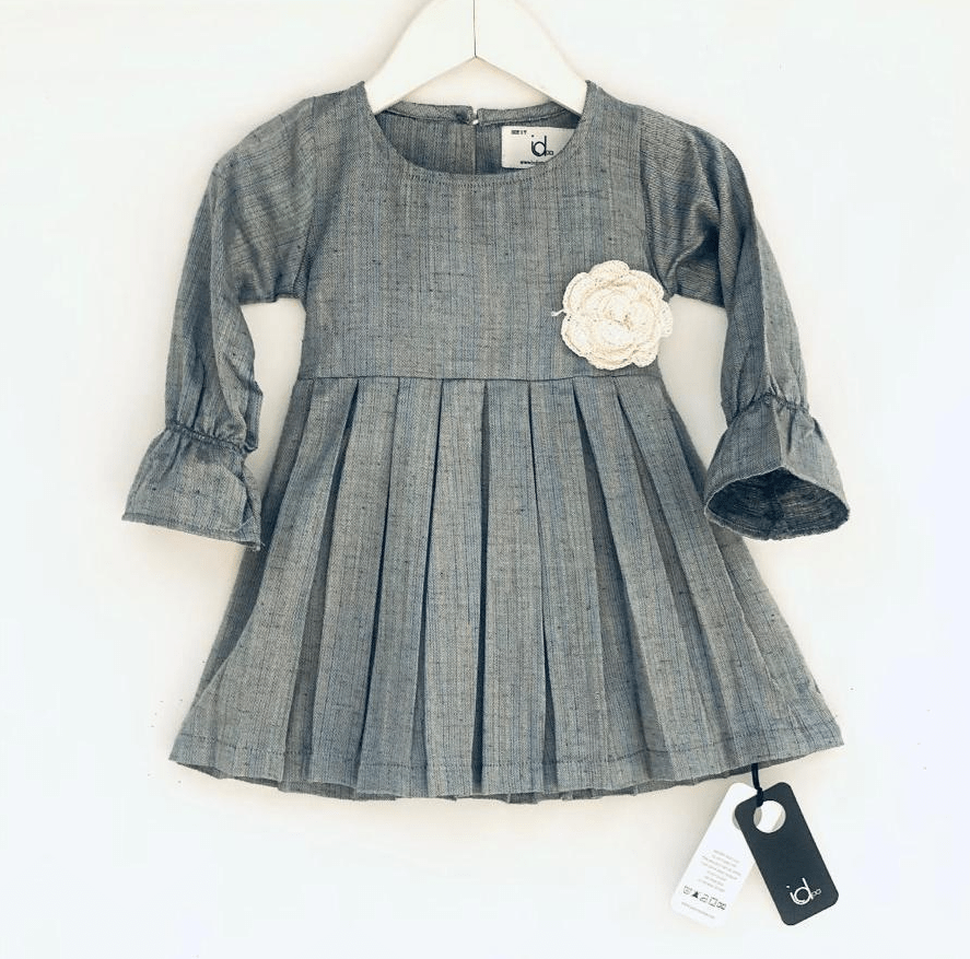 Baby Girl full sleeves causal frock gray color