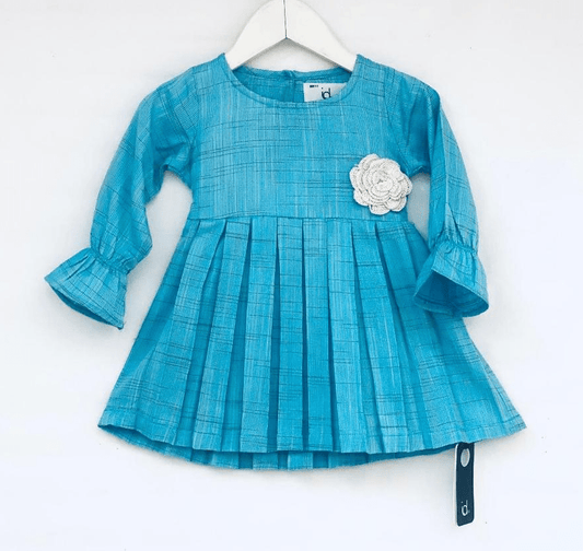 Baby Girl full sleeves causal frock sky blue