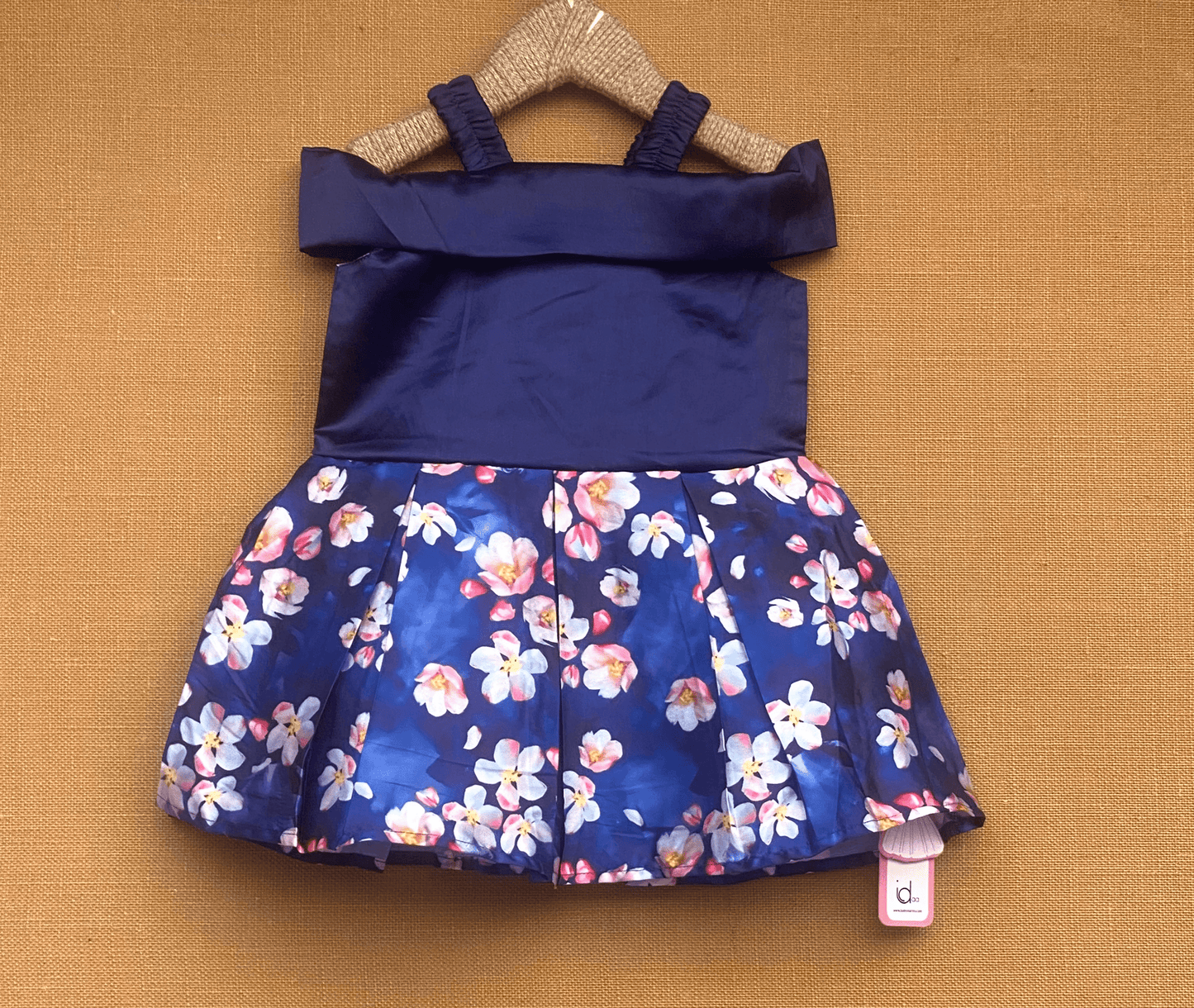 Baby girl cold shoulder party wear frock blue