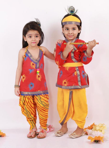 Divine Delight: Krishna Costume for Kids in red for boys