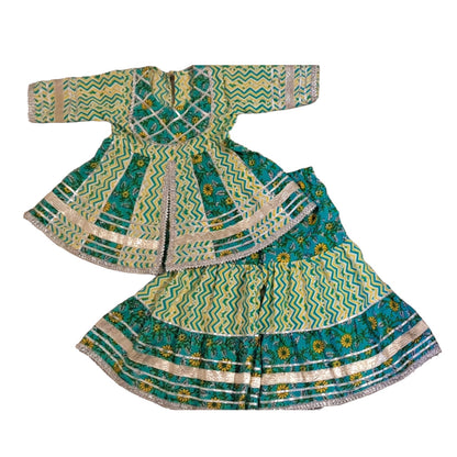 Green colour with yellow floral printed sharara