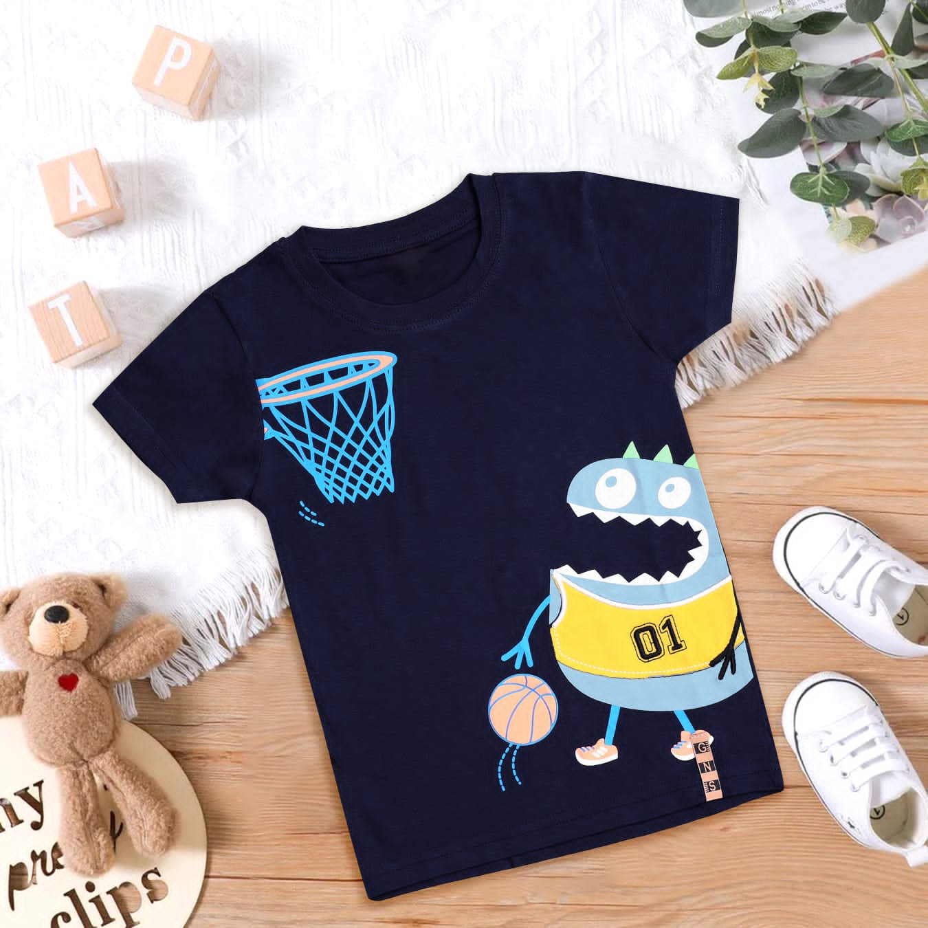 Monster Print Blue Color T-Shirt for Boys