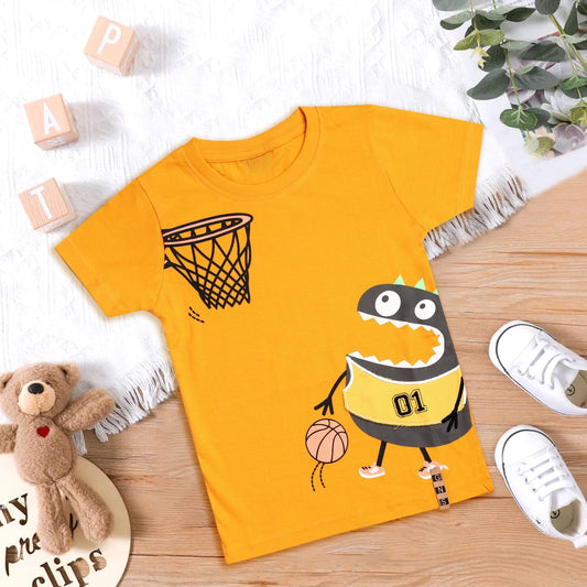 Monster Print Yellow Color T-Shirt for Boys