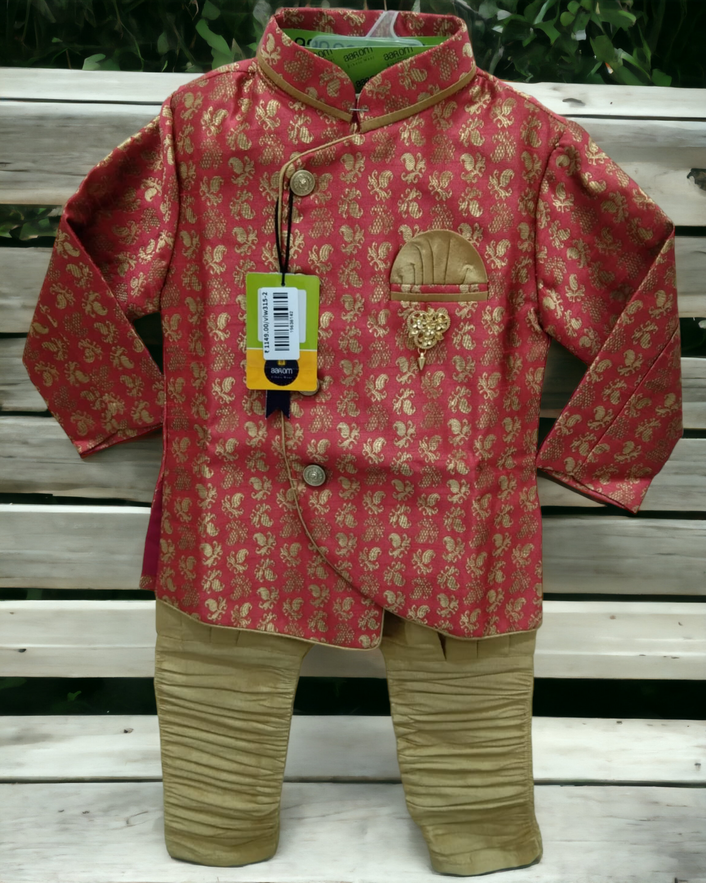 Boys Indo-Western Pink kurta set (D-315)