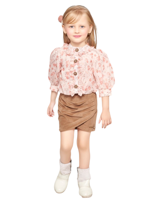 Floral Top and Soft Skirt For Girls