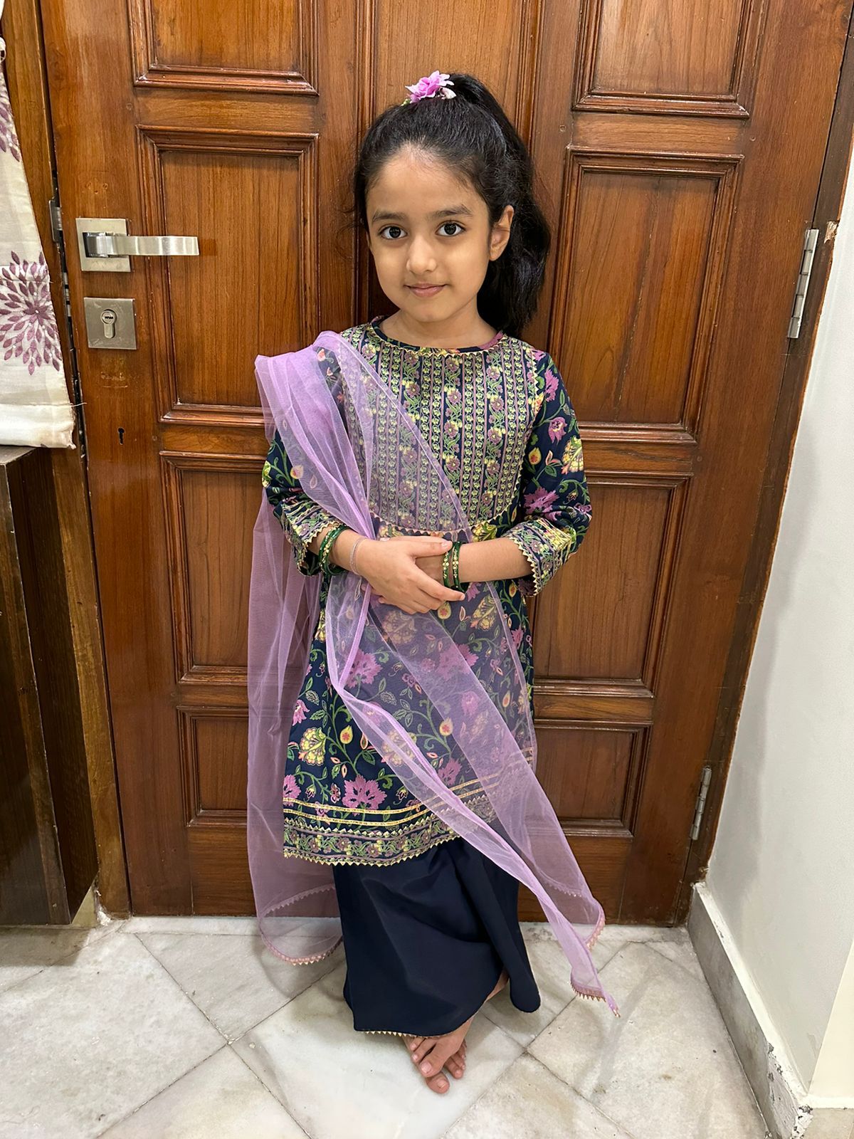 Girls Purple kurti with dupatta