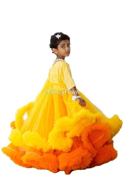 Yellow grand frock for girls