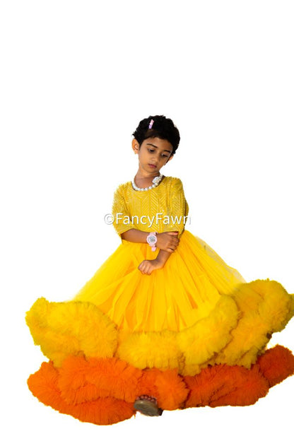 Yellow grand frock for girls