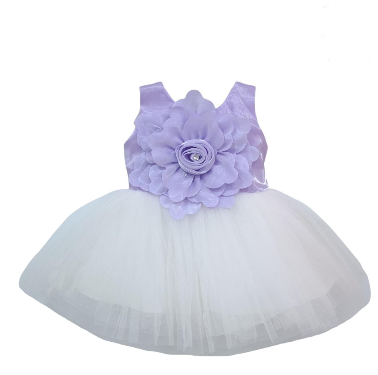 Cute lavander color baby frock with big flower