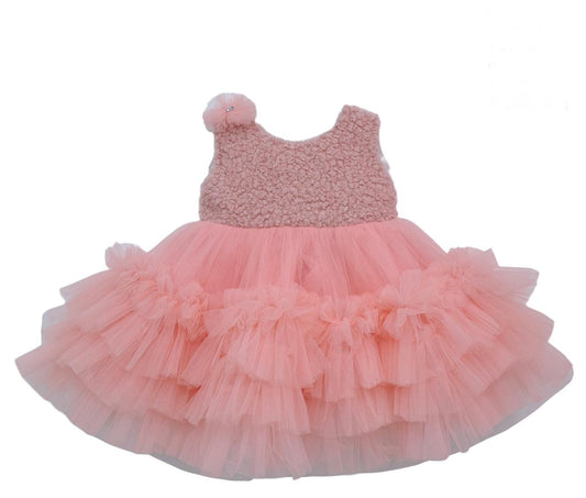 Peech color baby frock  frill bottom