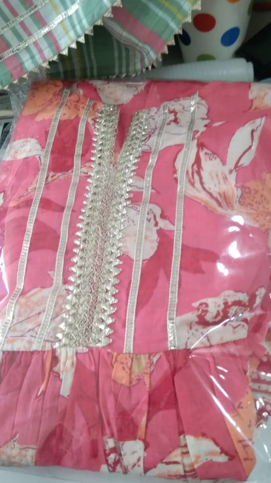 Pink Jari Kurta with Matching Salwar