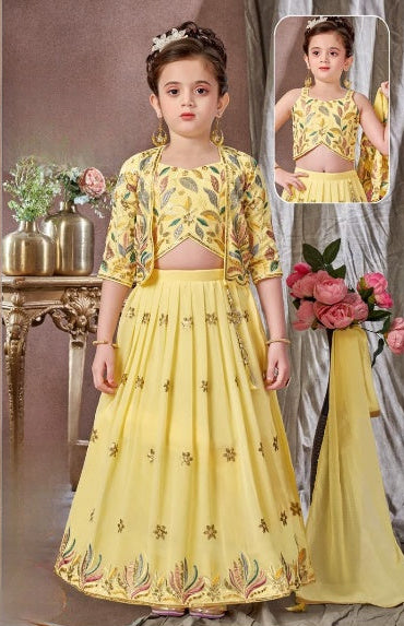 Yellow color Lehenga with Jacket