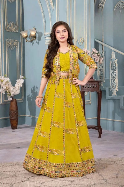 Mustard color Lehenga with Jacket