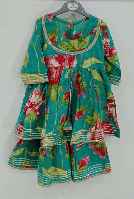 Green Color Floral Sharara Set