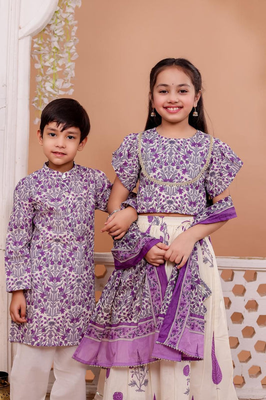 Purple Printed Lehenga set