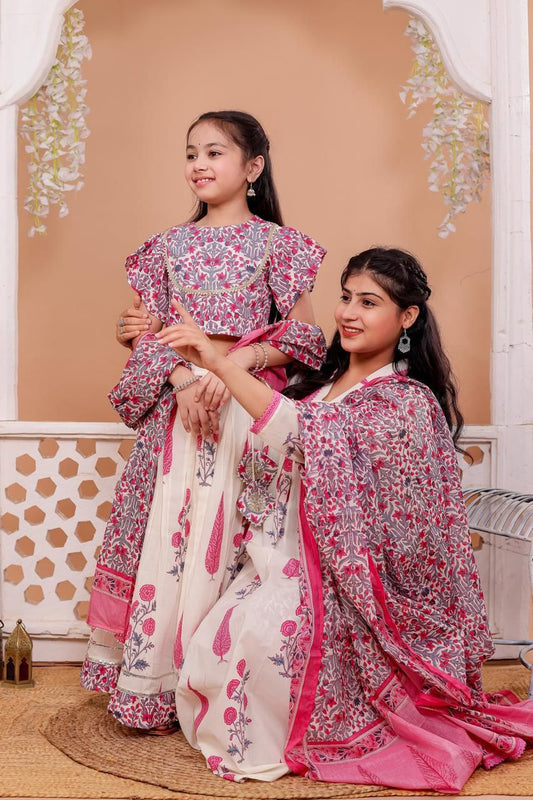Pink Color Printed Lehenga set