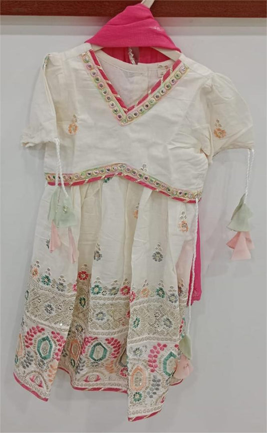 Kora Cotton Embroidery Lehenga