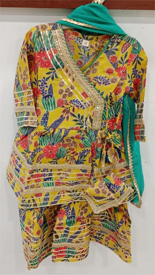 Yellow and Green Sharara set with Jarigota