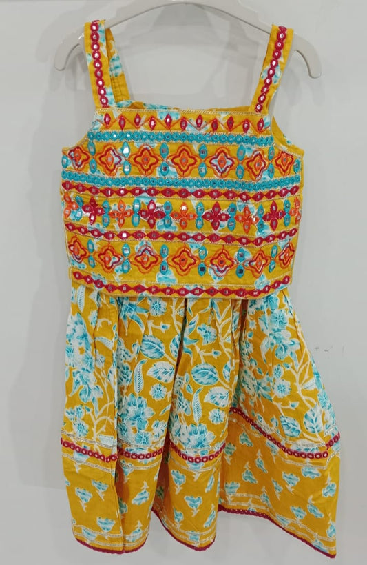 Yellow Sleeveless Lehenga Choli Set