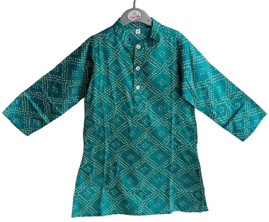 Green color muslin kurta set for boys