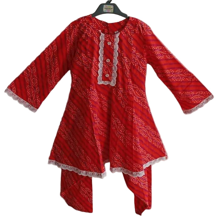 Orange color patiala kurti set for girls