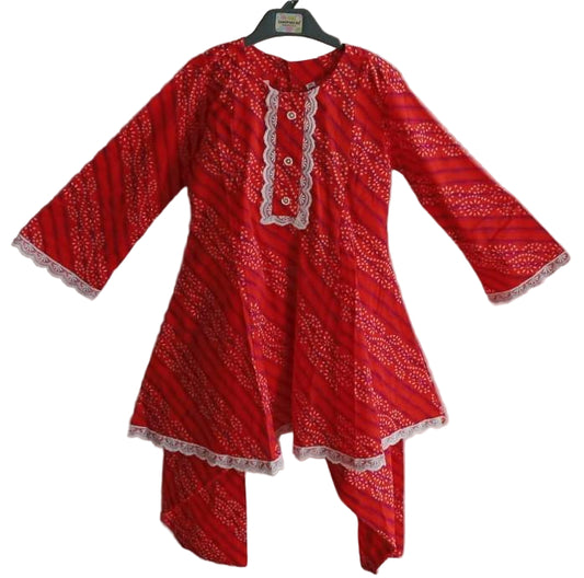 Orange color patiala kurti set for girls