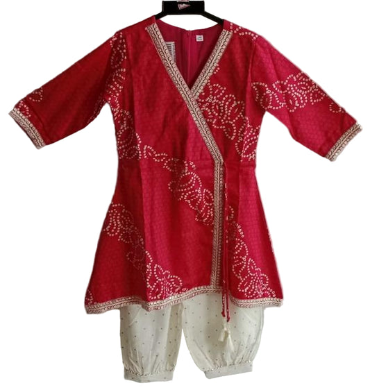 Rani color muslin kurti pant for girls