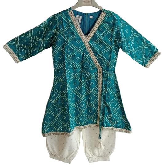 Green color muslin kurti pant for girls