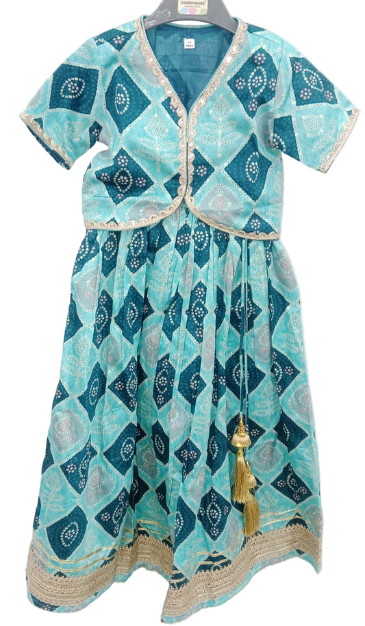 Rama Green Jarigota Lehenga Choli