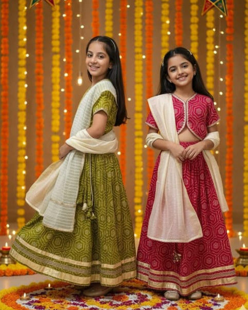 Olive Green Jarigota Lehenga Choli