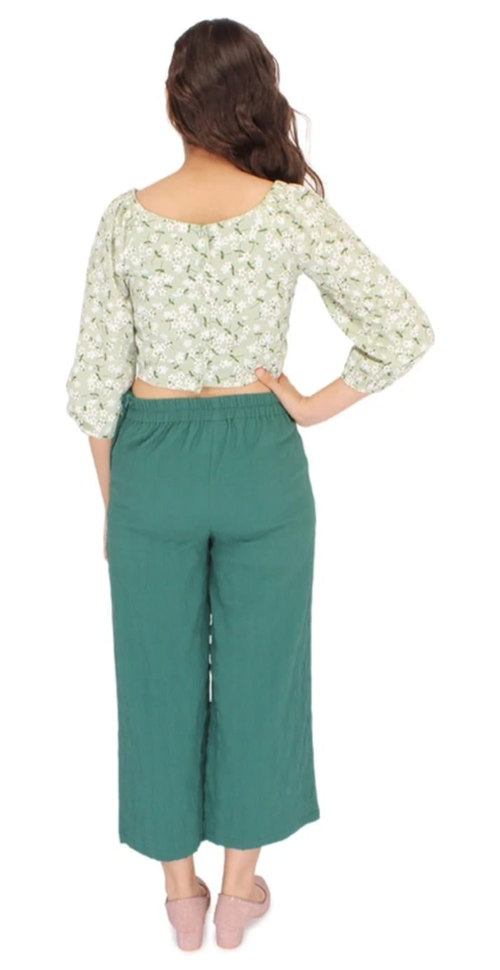 Green Printed Top With Pant