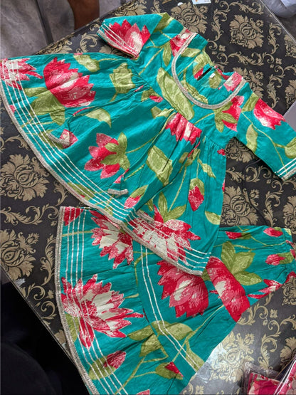 Green Color Floral Sharara Set