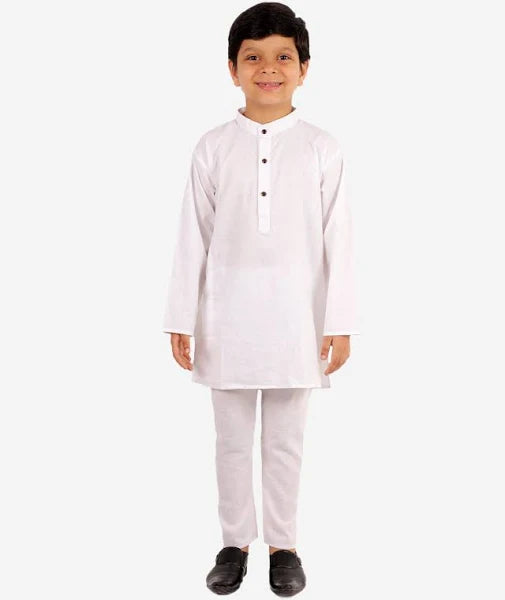 T.T White Kurta Pajama Set For Boys