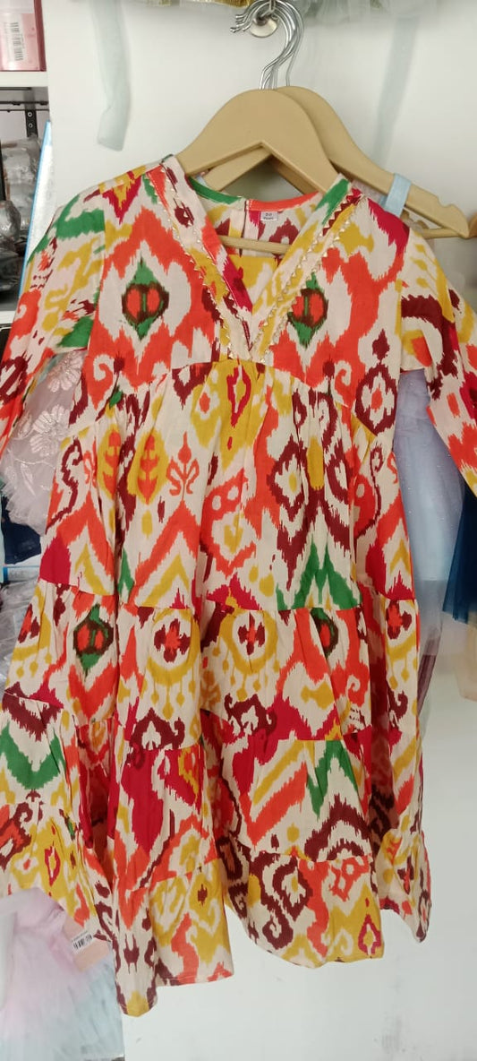 Yellow, Red and Saffron Color kurta (Only Top)