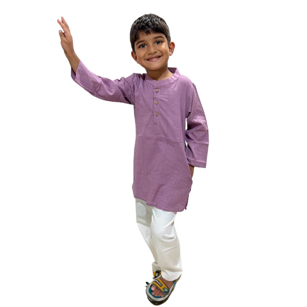 Purple katha kurta pyjama for boys