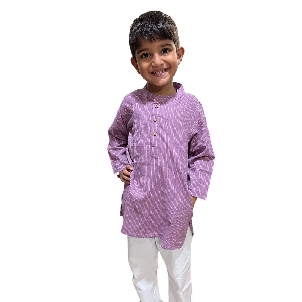 Purple katha kurta pyjama for boys