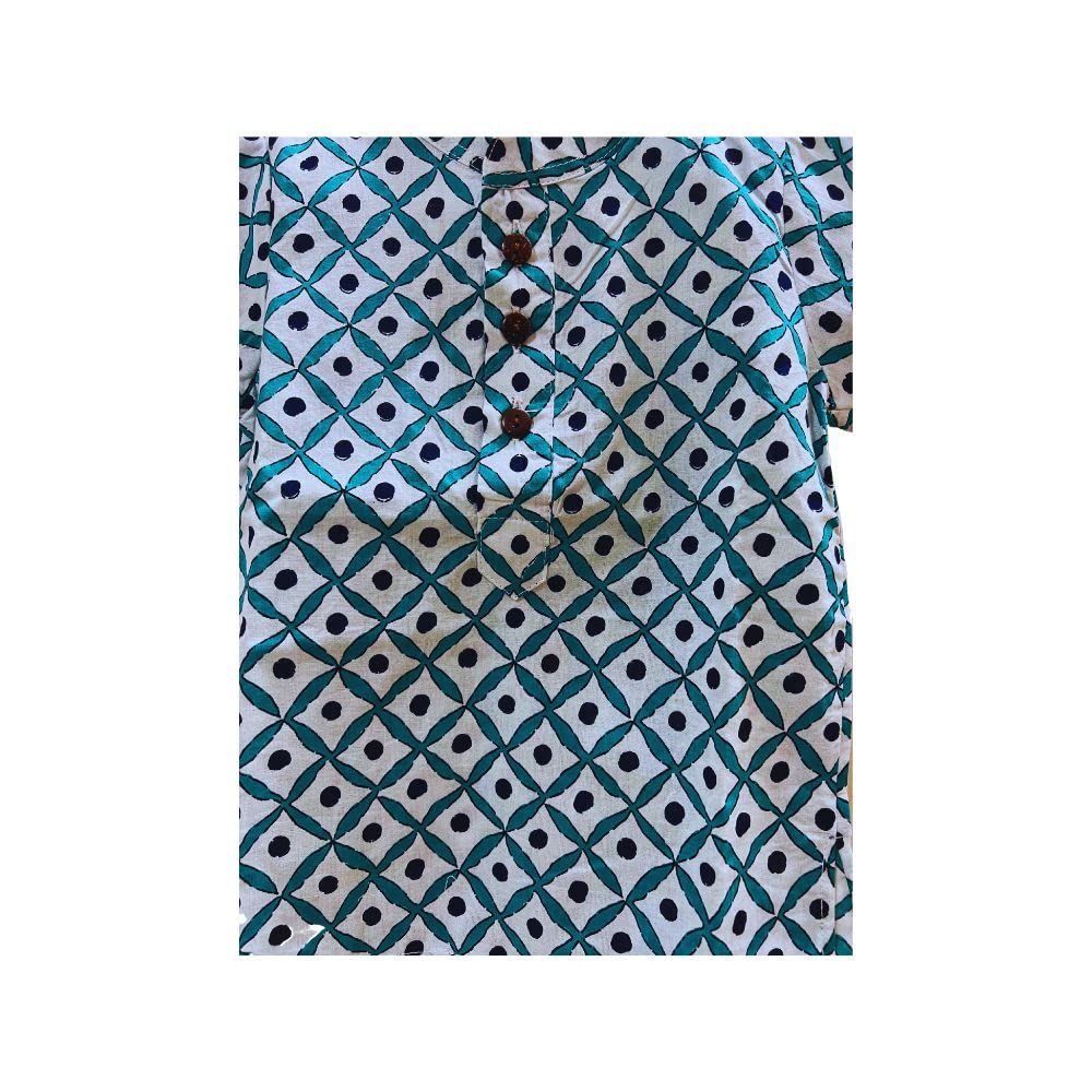 Torquoise diamond kurta pyjama for unisex