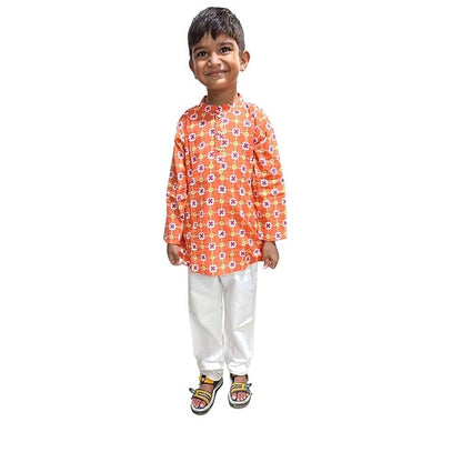 Orange square kurta pyjama for boys