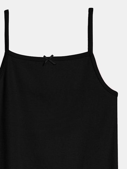 Jockey Girl's Super Combed Cotton Rib Fabric Camisole with Regular Straps - Black