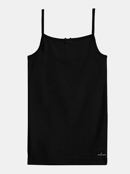 Jockey Girl's Super Combed Cotton Rib Fabric Camisole with Regular Straps - Black