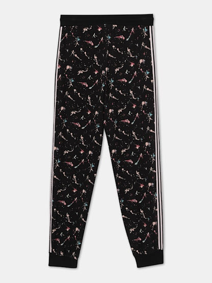 Jockey Girl's Super Combed Cotton French Terry Fabric Printed Slim Fit Joggers with Side Pockets - Black Printed