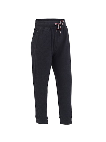 Jockey Boy's Super Combed Cotton Rich Solid Joggers with Side Pockets and Ribbed Cuff Hem Black Snow Melange