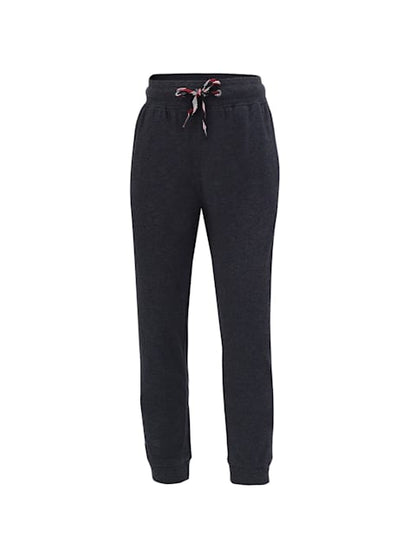 Jockey Boy's Super Combed Cotton Rich Solid Joggers with Side Pockets and Ribbed Cuff Hem Black Snow Melange