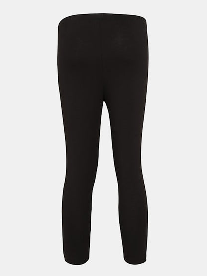 Jockey Girl's Super Combed Cotton Elastane Stretch Slim Fit Three Quarter Leggings - Black